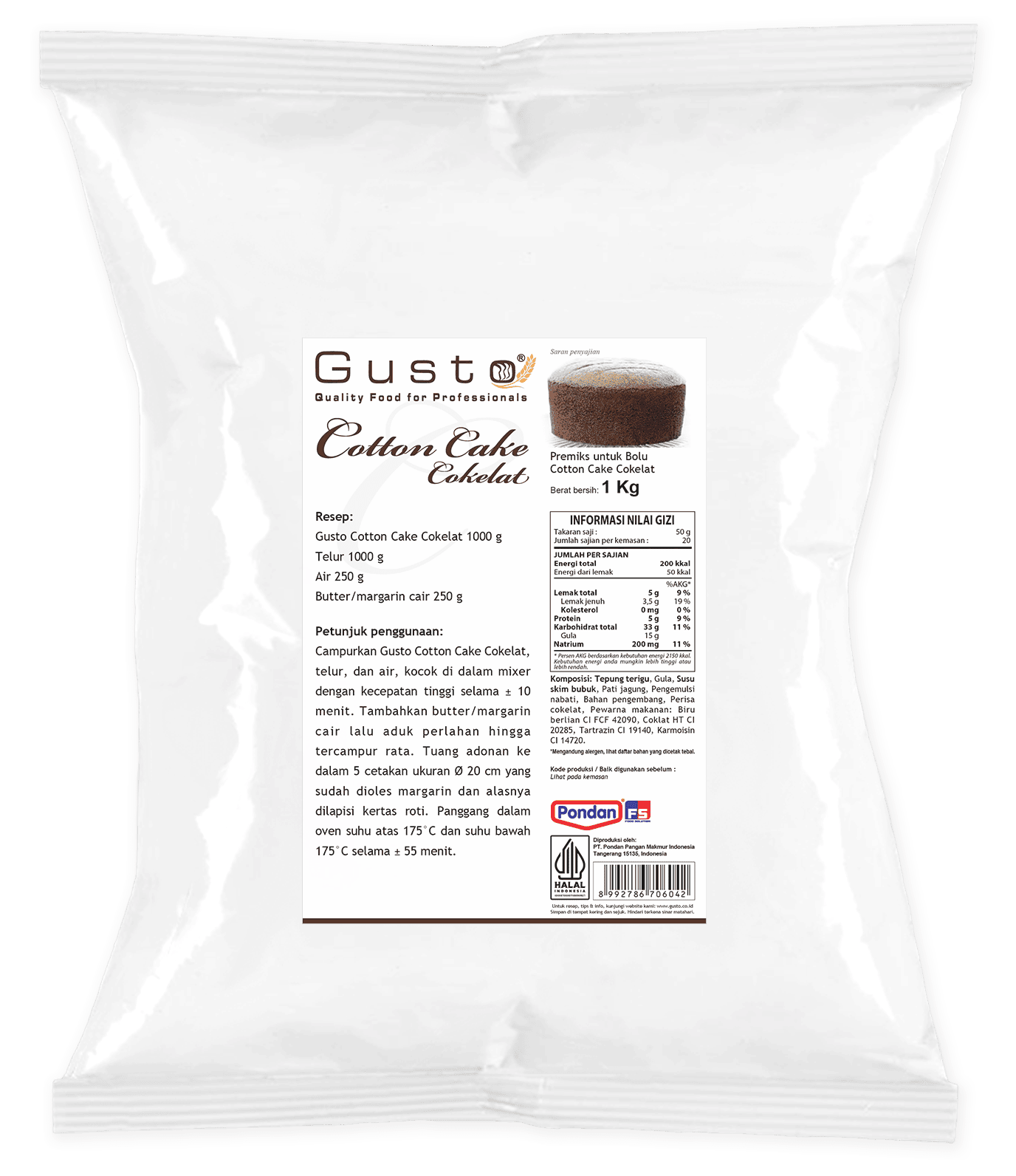 Gusto Cotton Cake Cokelat 1 kg