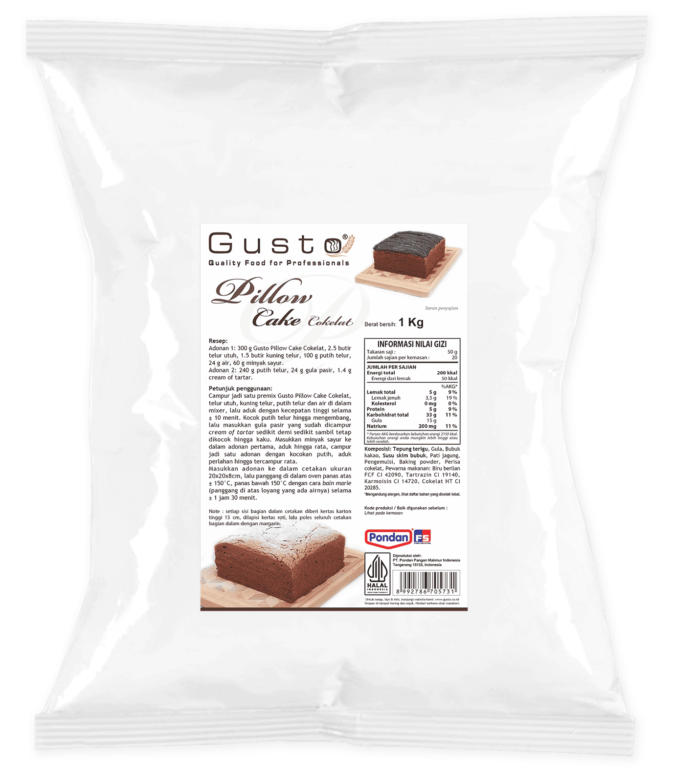 Gusto Pillow Cake Cokelat 1 kg